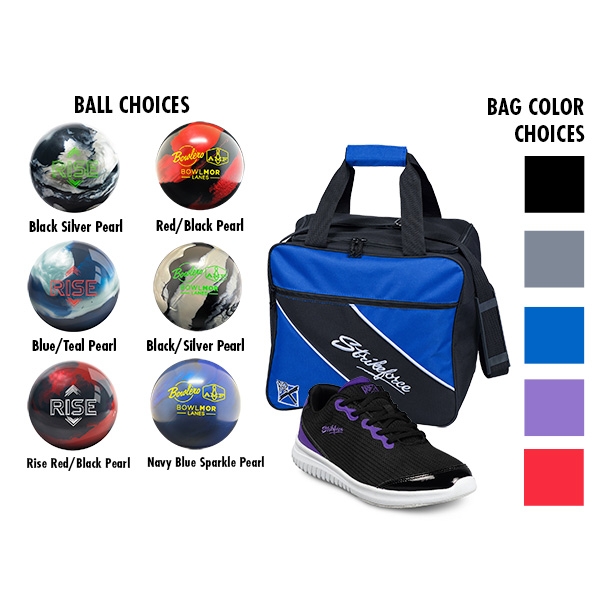 Women's Glitz Black/Purple Shoes, Single Tote, Reactive Ball